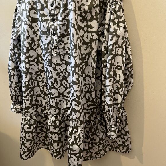 Elizabeth and James Olive Leopard Poplin Dress XL - Picture 5 of 15